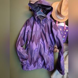 AcX purple hooded  rain jacket
